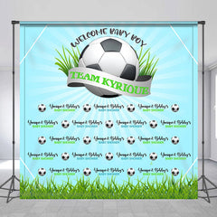 Lofaris Grass Football Sports Blue Custom Baby Shower Backdrop