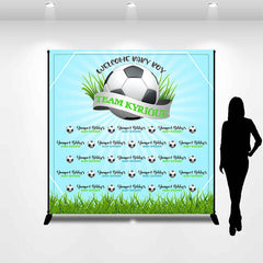 Lofaris Grass Football Sports Blue Custom Baby Shower Backdrop