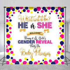 Lofaris Persoanlized Colored Dots Name Gender Reveal Backdrop