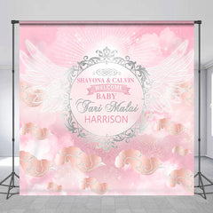 Lofaris Pink Cloud Wings Shining Custom Baby Shower Backdrop