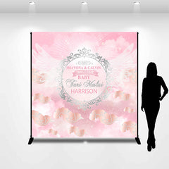 Lofaris Pink Cloud Wings Shining Custom Baby Shower Backdrop