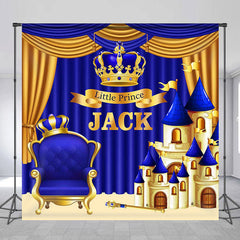 Lofaris Blue Crown Curtain Castle Custom Baby Shower Backdrop