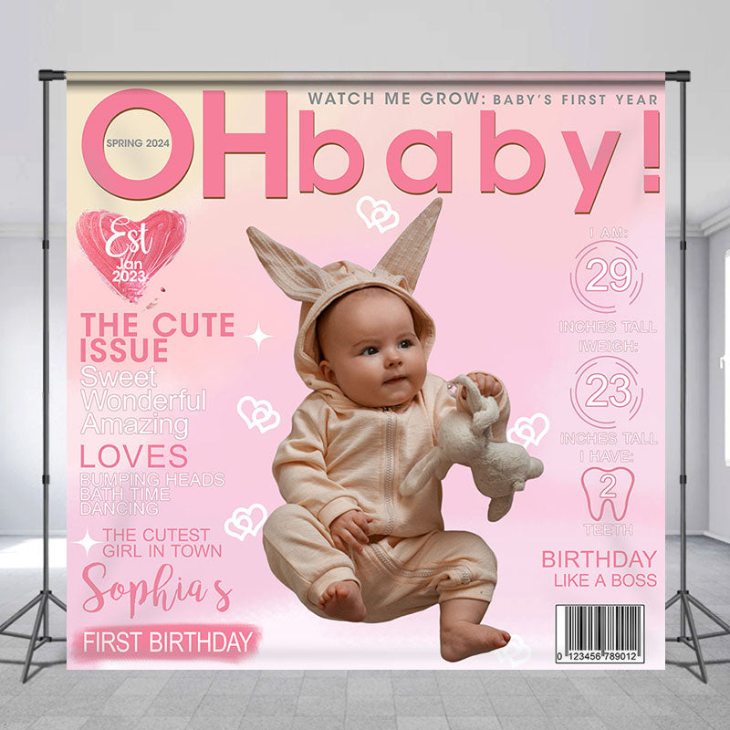 Lofaris Custom Photo Magazine Cover 1st Birthday Backdrop