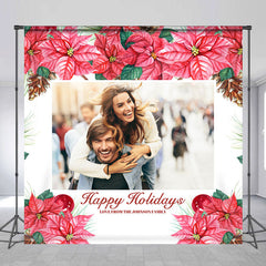 Lofaris Customized Photo Red Flower Happy Holiday Backdrop