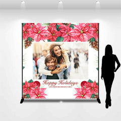 Lofaris Customized Photo Red Flower Happy Holiday Backdrop