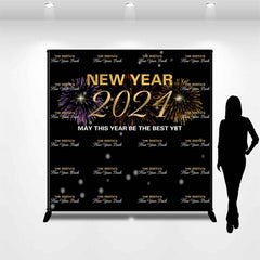 Lofaris Custom Name Repeat Black New Year 2024 Bash Backdrop