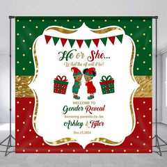 Lofaris Customized Name Green Red Gender Reveal Backdrop