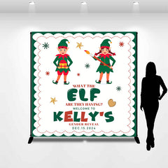 Lofaris Customized Name Green Elf Gender Reveal Backdrop