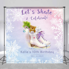 Lofaris Custom Name Skate Celebrate Girl Birthday Backdrop