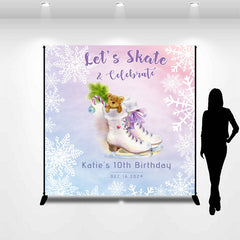 Lofaris Custom Name Skate Celebrate Girl Birthday Backdrop