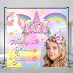 Lofaris Custom Photo Unicorn Girl 8th Birthday Backdrop