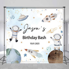 Lofaris Astronaut Custom Name Birthday Bash Backdrop For Boy