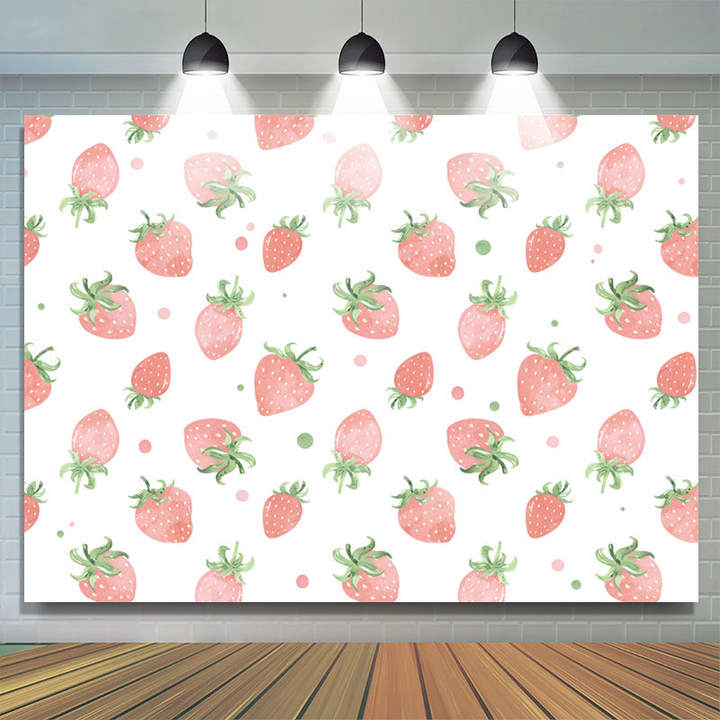 Lofaris Full Of Pink Strawberries Happy Birthday Backdrop