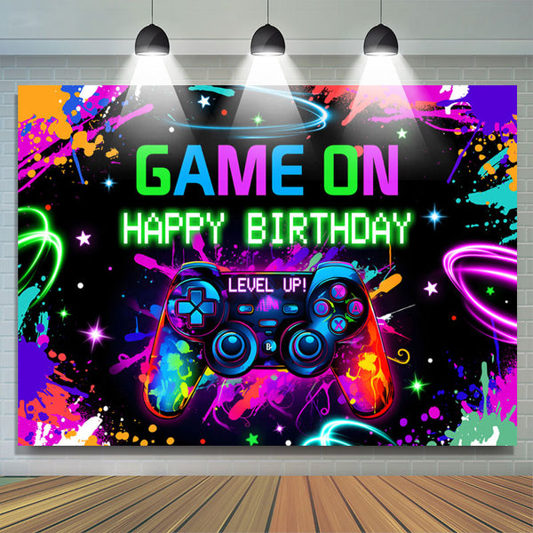 Lofaris Green Mountain Adventure Game Level Birthday Backdrop | Birthday Party Decorations | Happy Birthday Backdrop | Simple Backdrop for Birthday