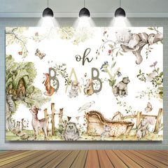 Lofaris Green Woodland Wild Floral Baby Shower Backdrop