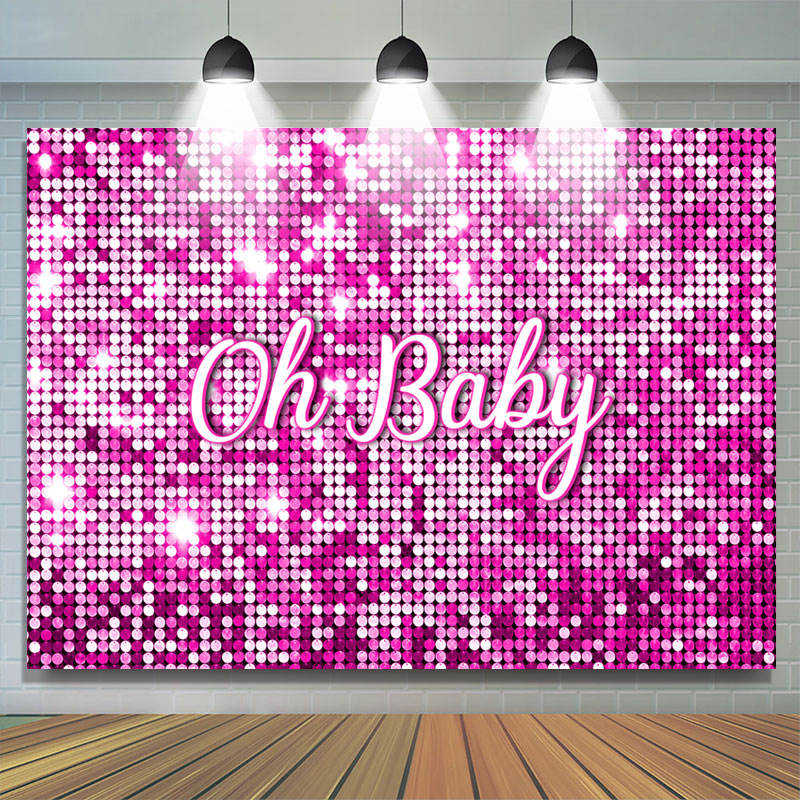 Lofaris Sparkle Pink Sequin Girl Simple Baby Shower Backdrop