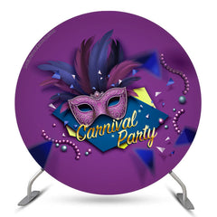 Lofaris Circle Purple Feather Mask Carnival Party Backdrop