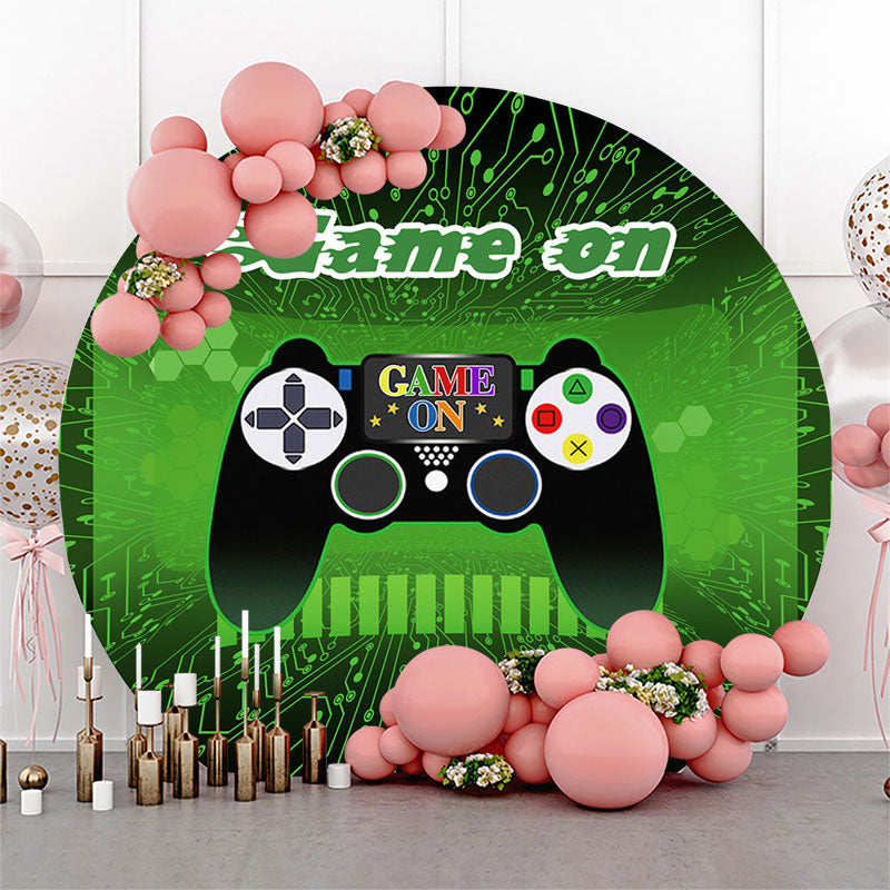 Lofaris Handle Green Circle Happy Birthday Backdrop For Party