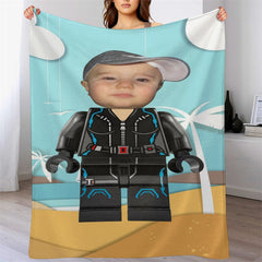 Lofaris Personalized Photo Face Coastal Block Soldier Blanket