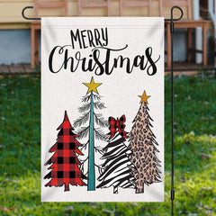 Lofaris Colored Xmas Tree Burlap Merry Christmas Garden Flag