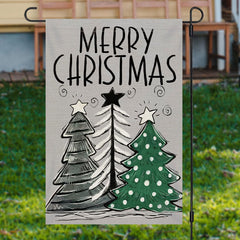 Lofaris Grey Xmas Tree Burlap Merry Christmas Garden Flag