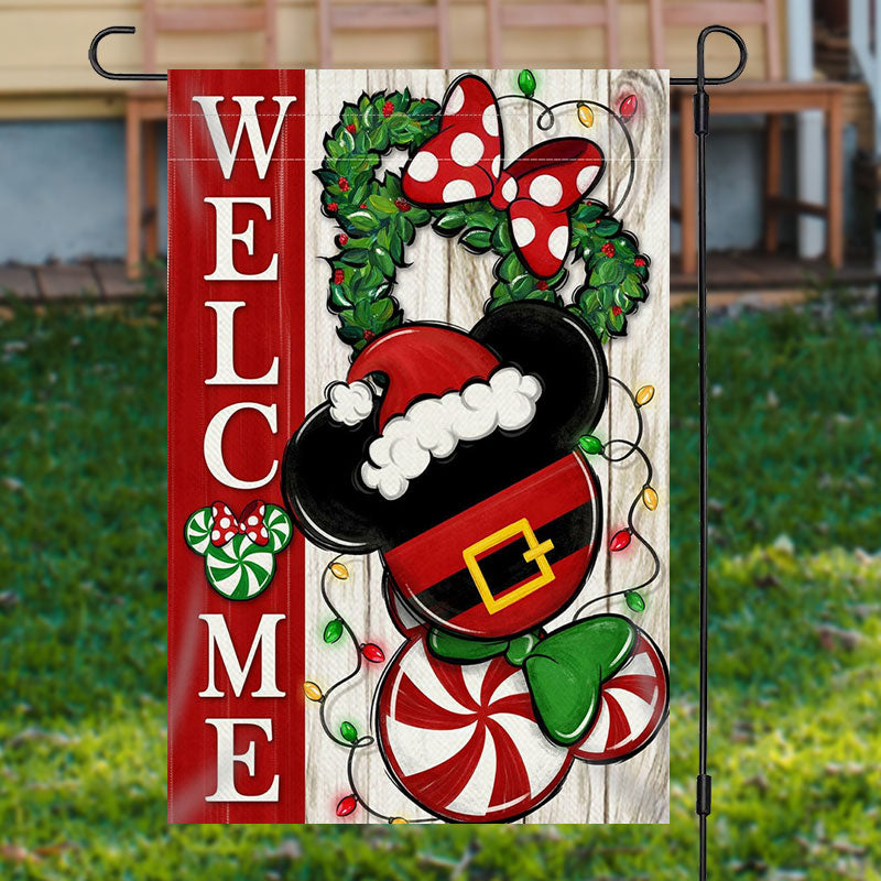 Lofaris Welcome Mouse Santa Candy Christmas Garden Flag