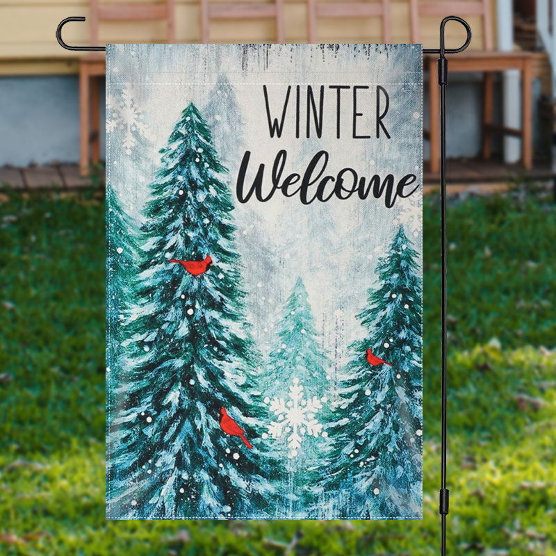 Lofaris Winter Welcome Snowy Forest Christmas Garden Flag