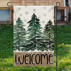 Lofaris Welcome Pine Tree Snowflake Christmas Garden Flag