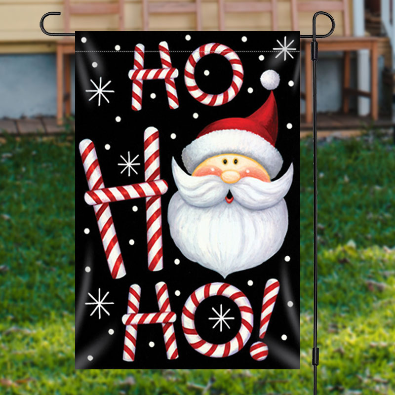 Lofaris Hoho Santa Claus Black Snowy Christmas Garden Flag