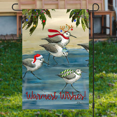 Lofaris Warmest Wishes Birds Painting Christmas Garden Flag