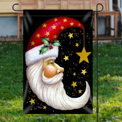 Lofaris Santa Claus Moon Shape Star Christmas Garden Flag