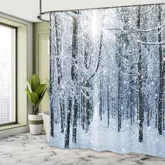 Lofaris Winter Heavy Snow Forest Christmas Shower Curtain