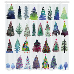 Lofaris Various Xmas Tree Pattern Christmas Shower Curtain