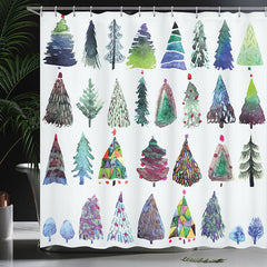 Lofaris Various Xmas Tree Pattern Christmas Shower Curtain