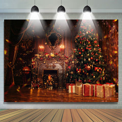 Lofaris Christmas Tree Fireplace Vintage Photo Backdrop