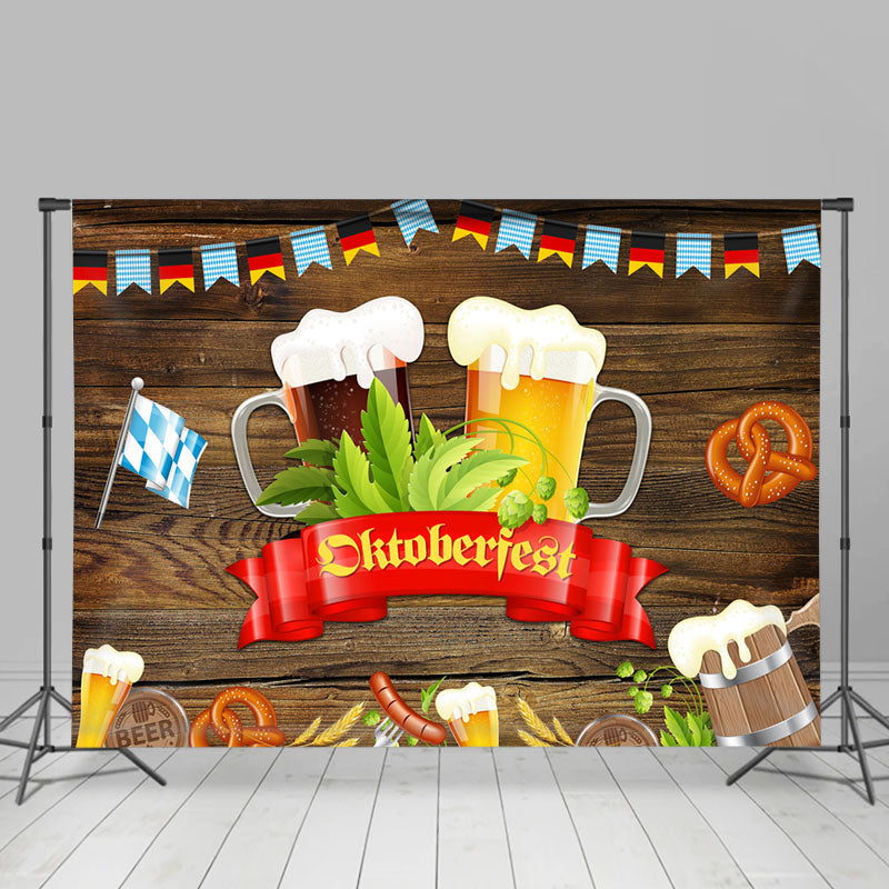 Lofaris German Flags Octoberfest Beer Festival Wood Backdrop