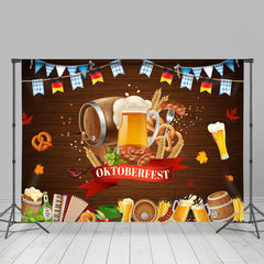 Lofaris German Hot Dog Munich Oktoberfest Flag Wood Backdrop