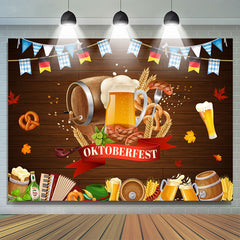 Lofaris German Hot Dog Munich Oktoberfest Flag Wood Backdrop