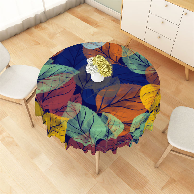 Lofaris Fallen Leaves Autumn Theme Round Tablecloth