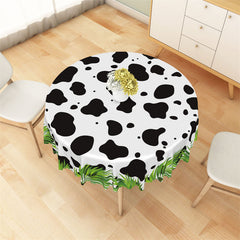 Lofaris Cute Cow Pattern With Grass Round Tablecloth