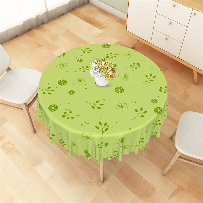 Lofaris Round Greeny Falling Leaves Floral Tablecloth