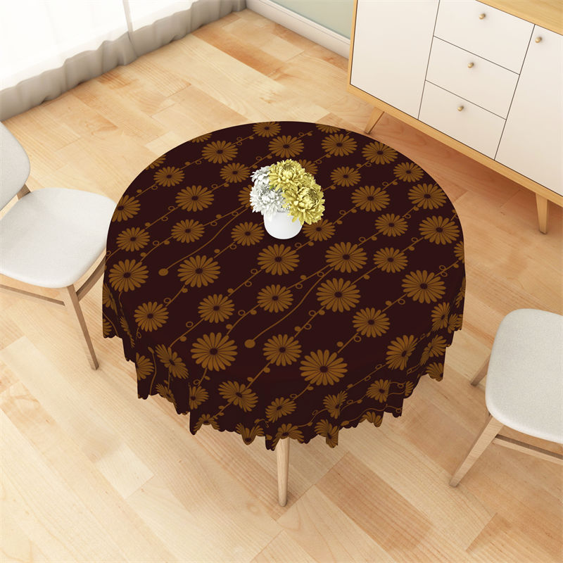 Lofaris Full Daisy Dark Yellow Autumn Round Tablecloth