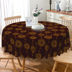 Lofaris Full Daisy Dark Yellow Autumn Round Tablecloth