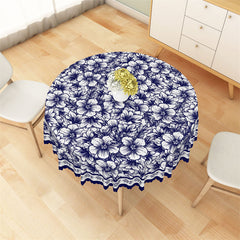 Lofaris Blue Purple Flowers Sweet Family Round Tablecloth