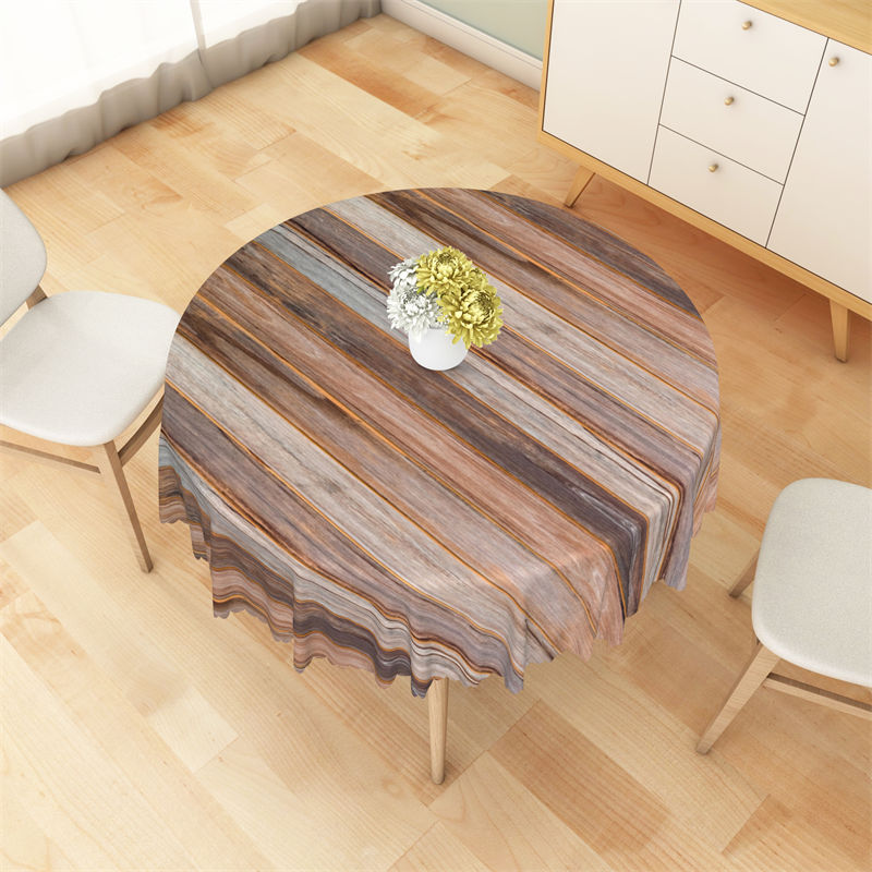 Lofaris Colorful Wooden Pattern Simple Round Tablecloth