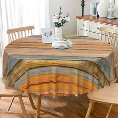 Lofaris Bright Color Round Tablecloth With Wooden Pattern