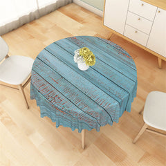 Lofaris Blue Oldstyle Wooden Pattern Round Tablecloth