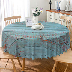 Lofaris Blue Oldstyle Wooden Pattern Round Tablecloth