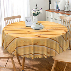 Lofaris Yellow Brown Sweet Wooden Pattern Round Tablecloth