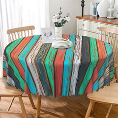 Lofaris Colorful Regular Graffiti Wooden Round Tablecloth